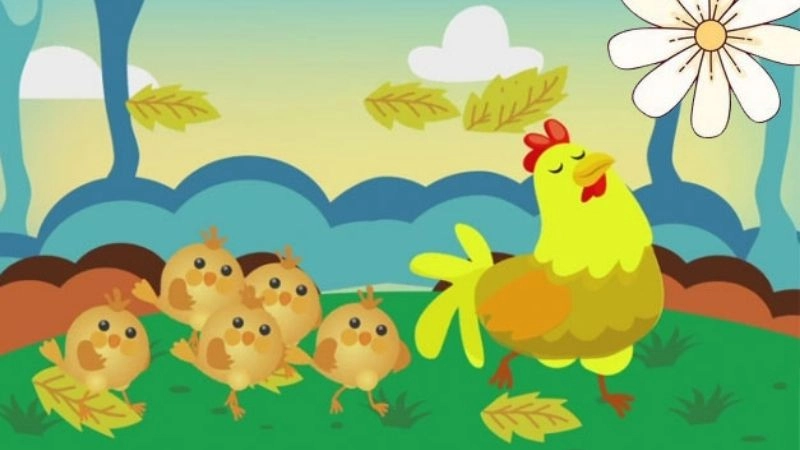 Câu đố về con gà con ấm áp trong tổ ấm