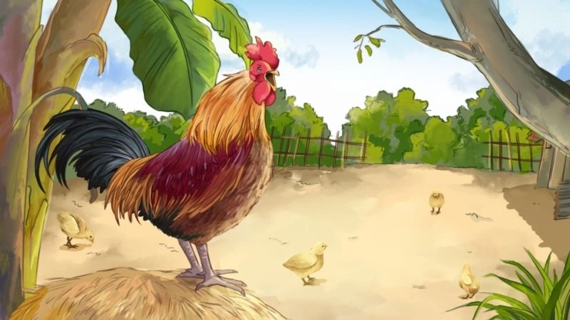 Câu đố về con gà trống kiêu hãnh giữ làng quê