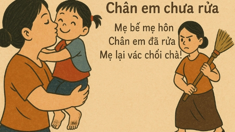 Tìm hiểu ý nghĩa đồng dao chân em chưa rửa thú vị