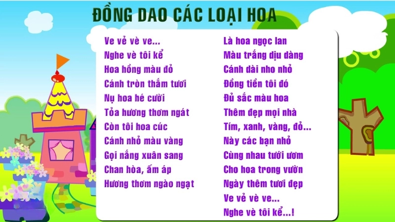 Gợi ý bài đồng dao về hoa cho trẻ mầm non học