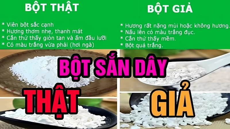 Cách phân biệt bột sắn dây thật giả qua mùi hương, màu sắc