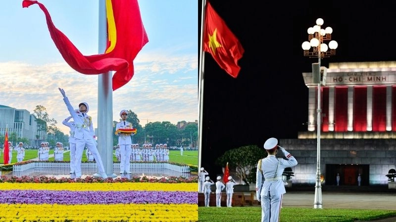 Lễ Thượng cờ và Hạ cờ ở Quảng trường Ba Đình trang nghiêm