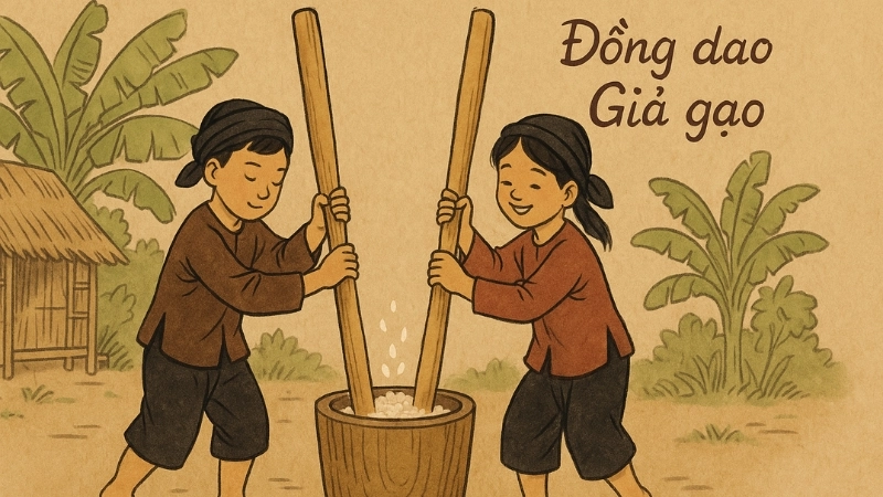 Gợi ý bài đồng dao giã gạo dễ học dễ thuộc cho bé mầm non