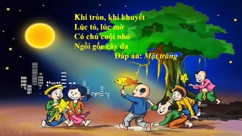 Câu đố ông trăng gắn liền truyện cổ tích xưa