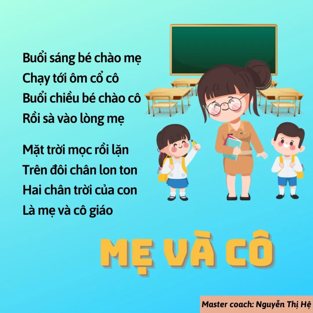 Minh họa bài vè đồng dao về nghề nghiệp giáo viên tận tụy