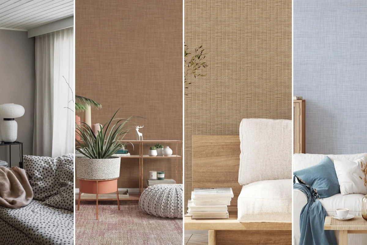Enhance Your Space with Textured Linen Look Wallpaper for Cozy Living Room