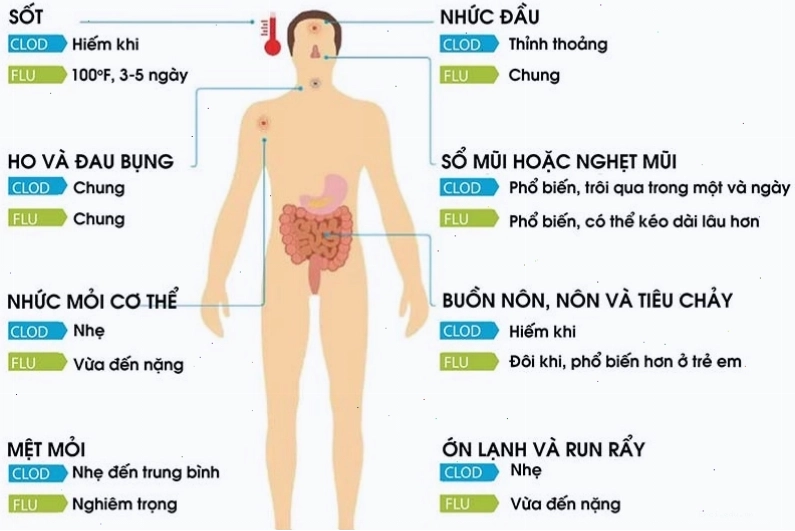 Bảng so sánh triệu chứng cúm và cảm lạnh ở trẻ em