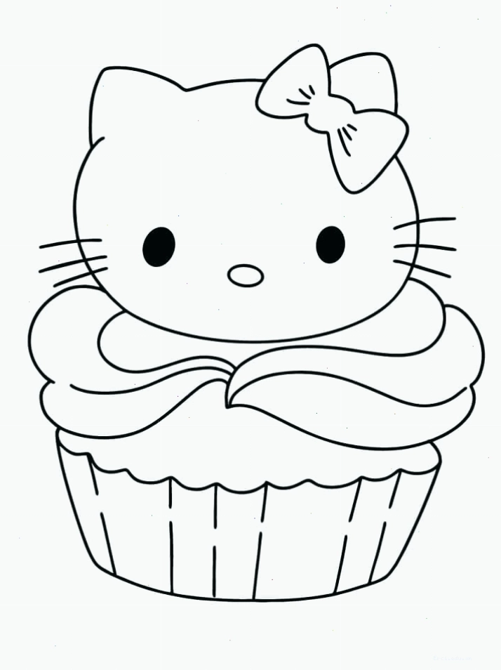 Bánh cupcake Hello Kitty màu hồng dễ thương