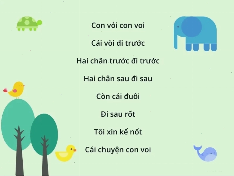 Bé thích thú với bài đồng dao về con voi to lớn