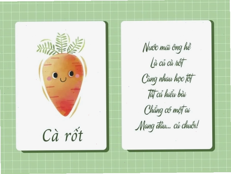 Bé vui đùa với các loại củ trong bài đồng dao