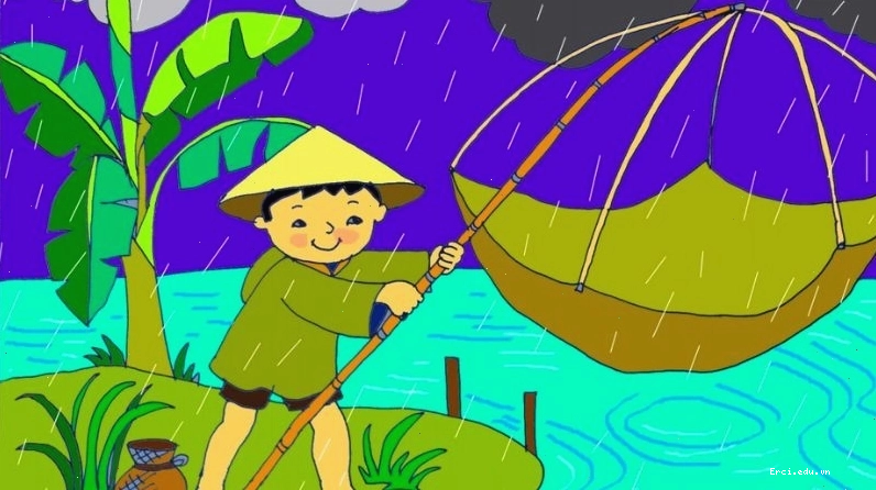 Các bé vui đùa dưới mưa với bài Trời mưa, trời gió