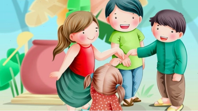Các bé vui vẻ ca hát bài Dung dăng dung dẻ