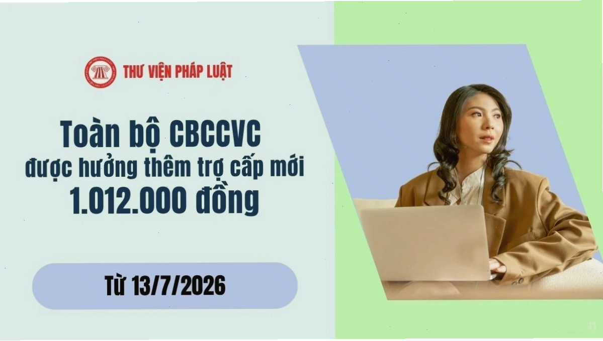 Cán bộ công chức viên chức được hưởng thêm trợ cấp mới từ 13/7/2026