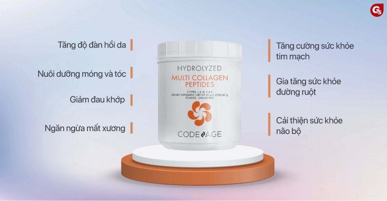 Cận cảnh kết cấu bột mịn của sản phẩm collagen Codeage