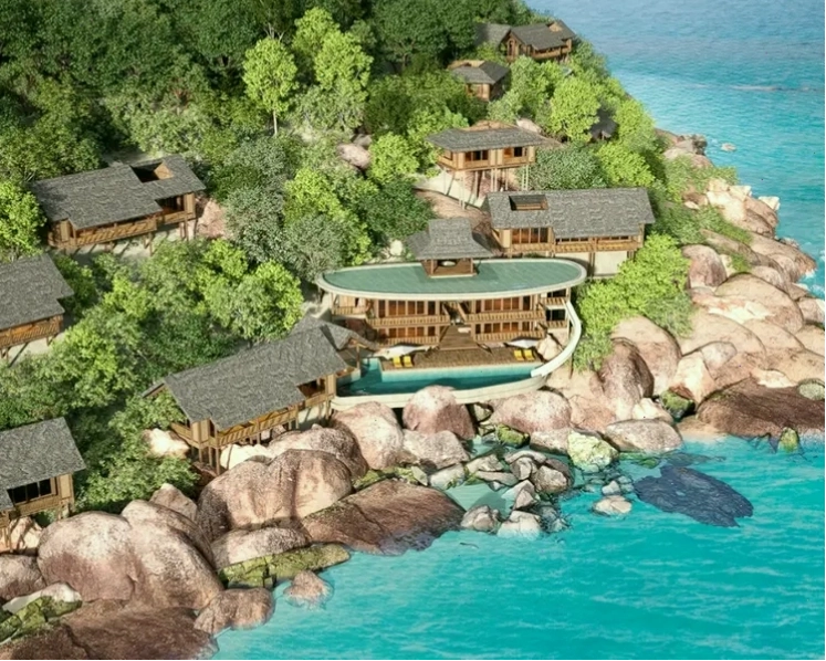 Cặp đôi thư giãn tại hồ bơi vô cực