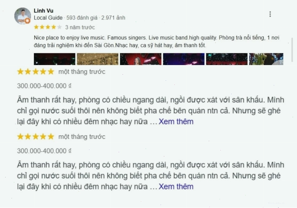 Đánh giá tích cực của khách hàng dành cho Phòng Trà Bến Thành