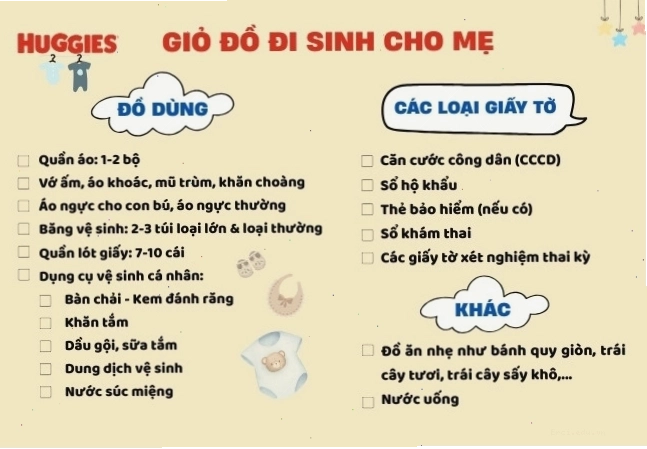Danh sách chuẩn bị đồ đi sinh cho mẹ