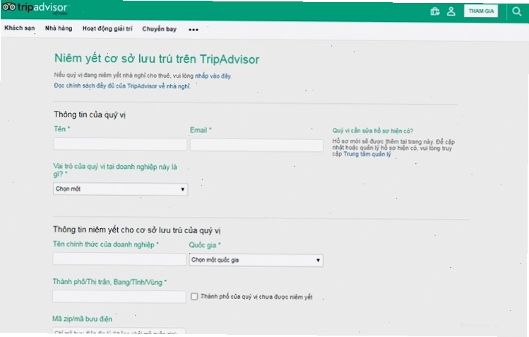 Giao diện đánh giá khách sạn trên Tripadvisor