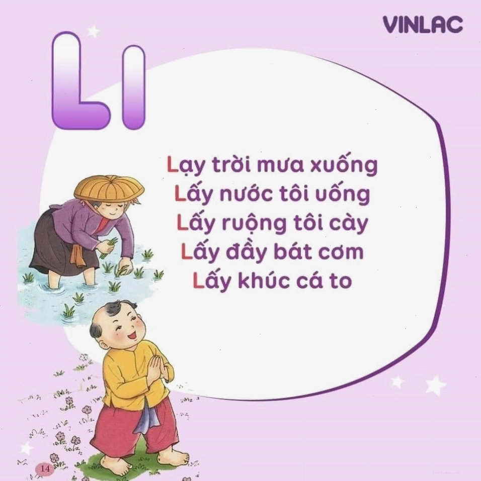 Hình ảnh minh họa các chữ cái và bài đồng dao