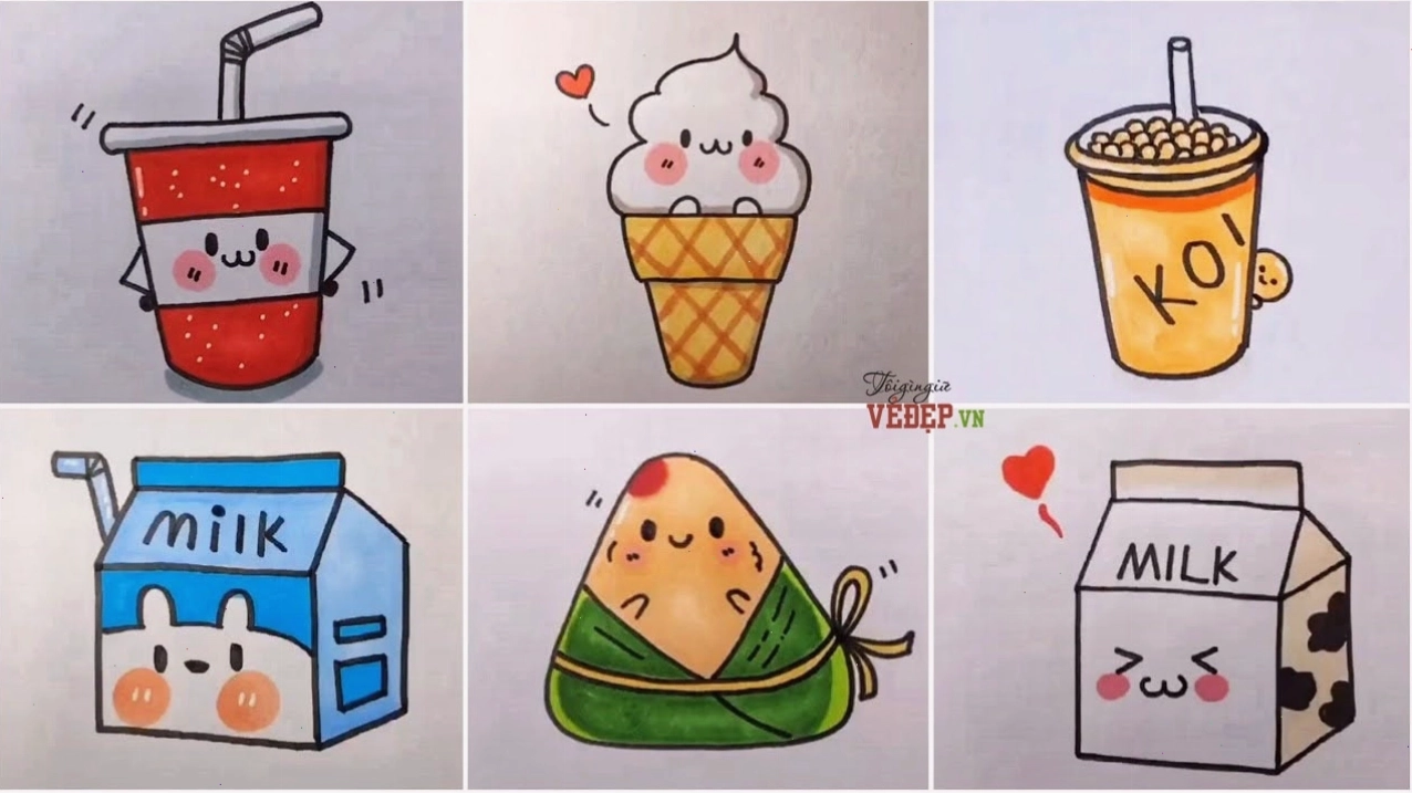 Hình vẽ cute đã được tô màu hoàn chỉnh