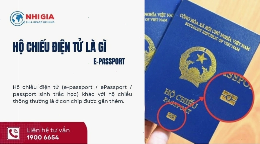 Hộ chiếu điện tử có biểu tượng chip ở bìa trước
