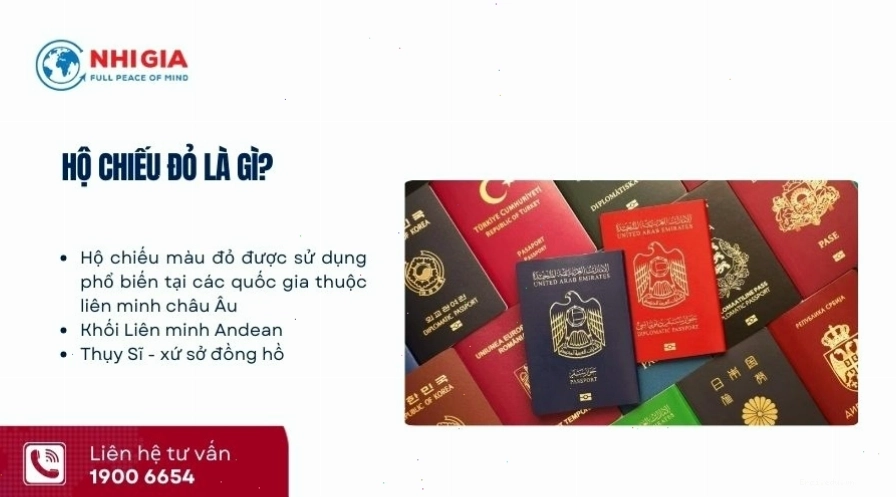 Hộ chiếu màu đỏ thể hiện sự quyền lực hoặc liên kết với các tổ chức quốc tế