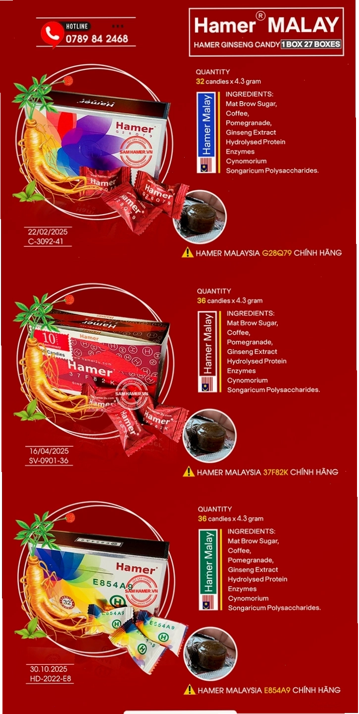 Kẹo Sâm Hamer Malay Chính Hãng