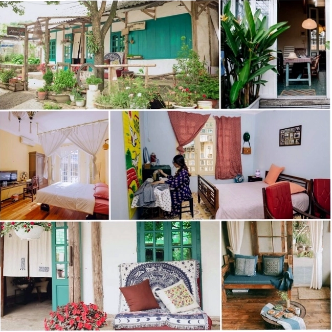 Không gian phòng khách ấm cúng tại một homestay