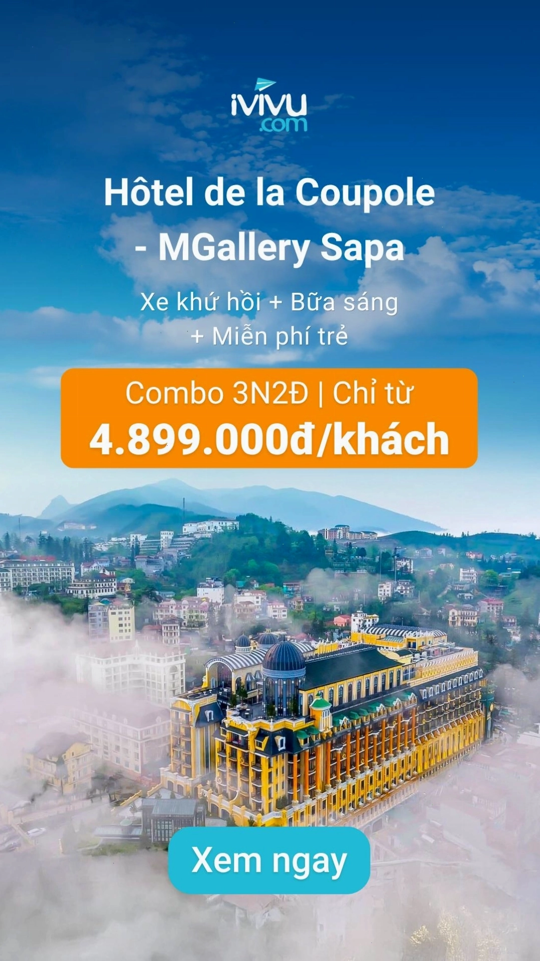 Khung cảnh resort Six Senses Ninh Van Bay Nha Trang với bãi biển xanh mướt