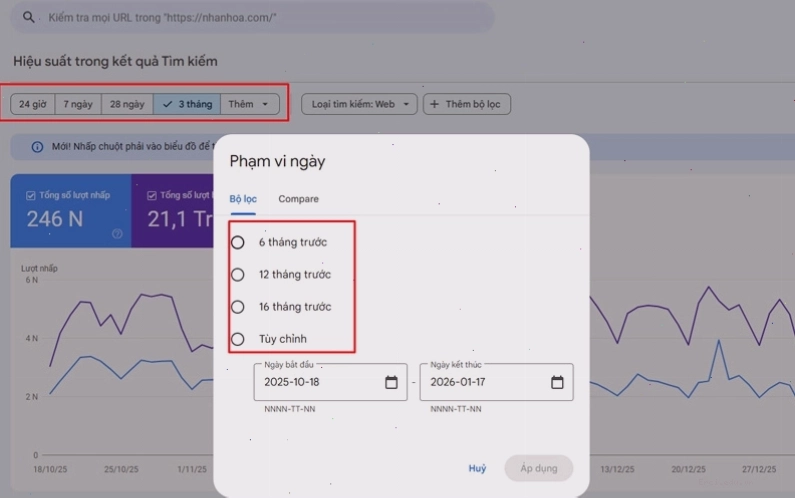 Kiểm tra traffic website bằng Google Search Console
