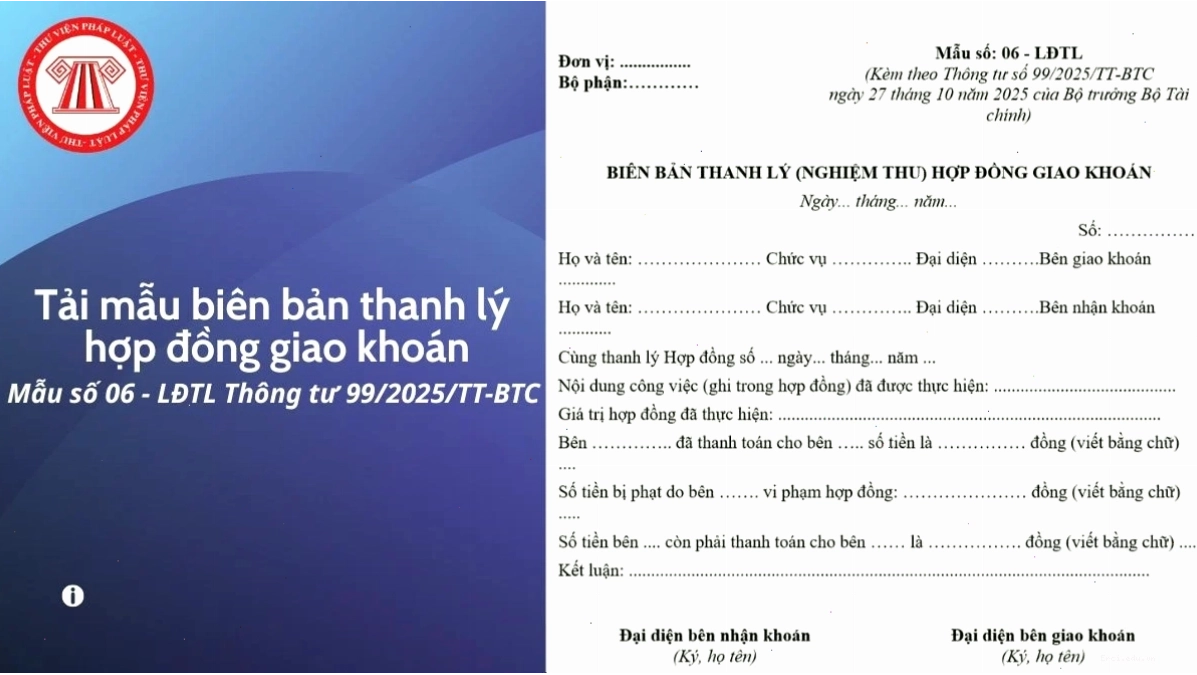 Mẫu biên bản thanh lý hợp đồng giao khoán mới nhất 2026