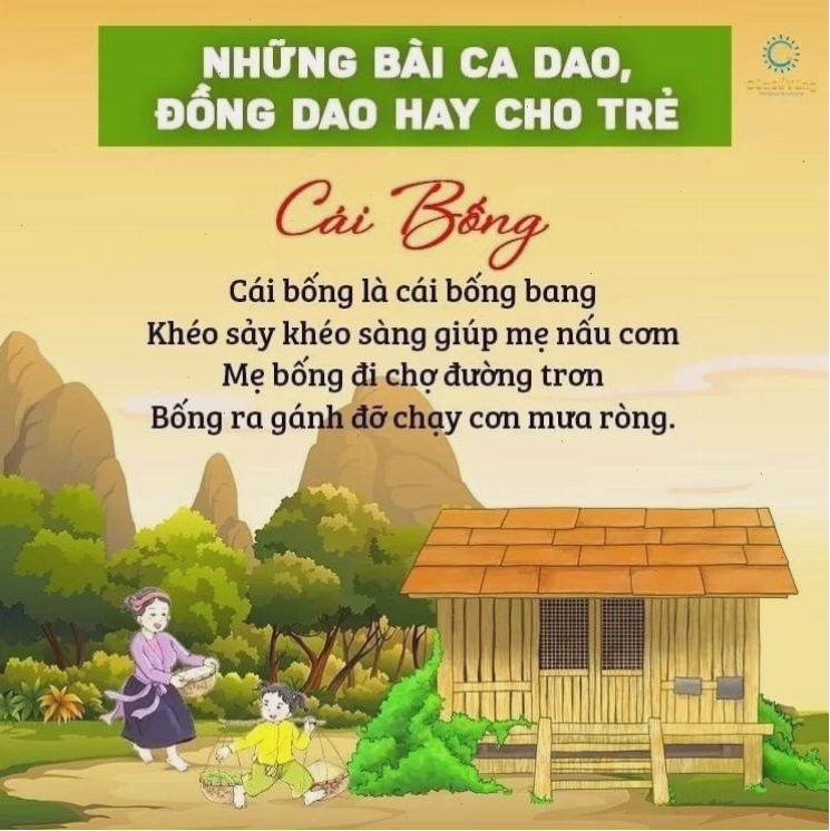 Minh họa bài đồng dao về cô giáo và trường học