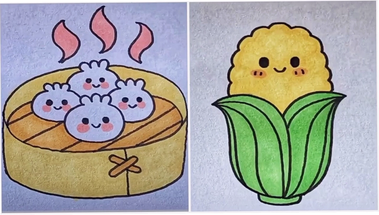 Phác thảo hình vẽ cute đang được thêm chi tiết