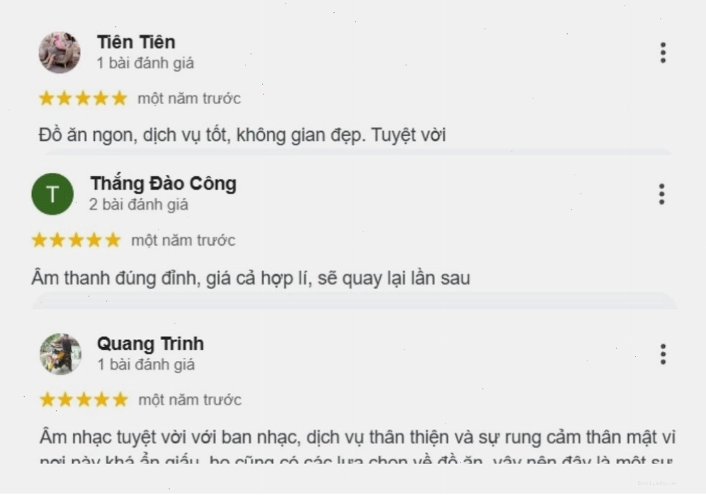 Phản hồi tích cực của khách hàng về trải nghiệm âm nhạc tại phòng trà