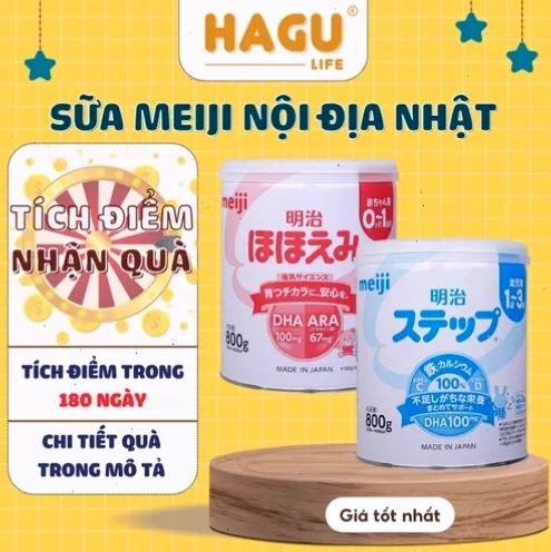 Sữa Meiji NỘI ĐỊA Nhật Lon, Thanh Số 0-9 , 0-1 & 1-3 , Meiji HP , Sữa Bột Công Thức 800g