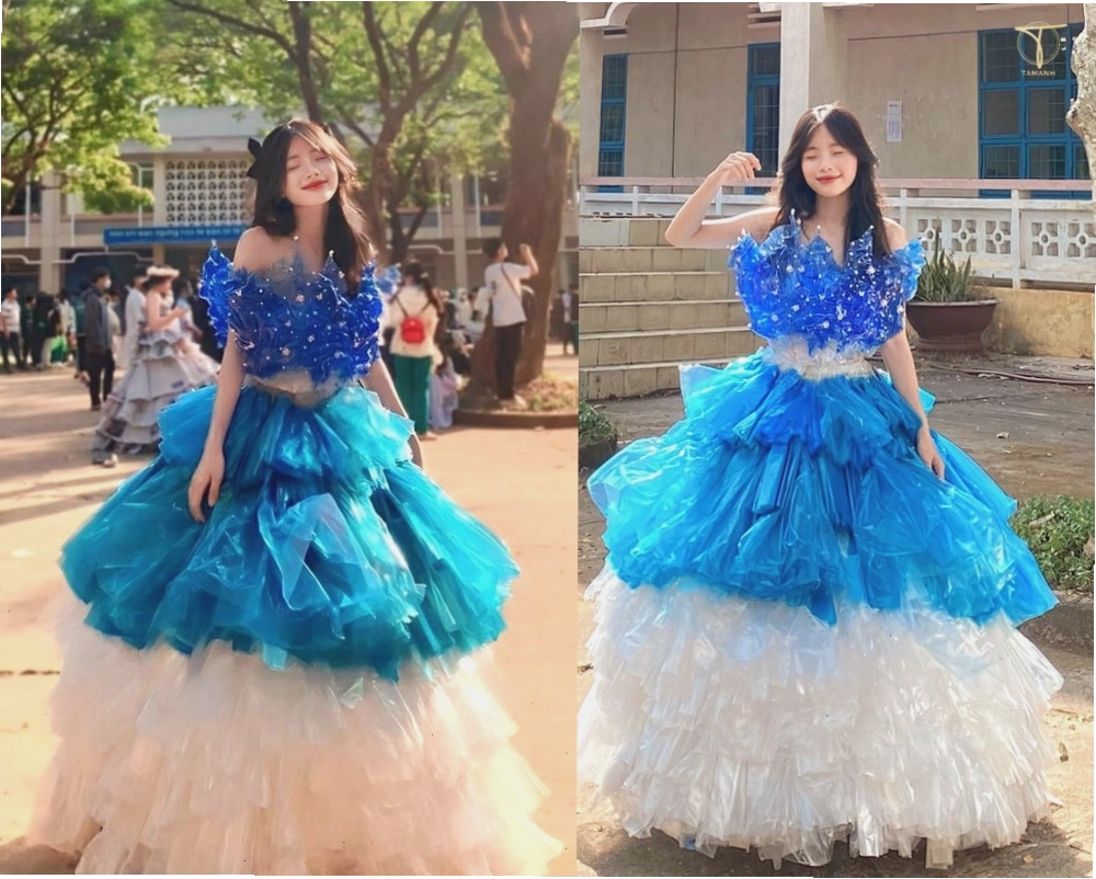 Trang phục tái chế độc đáo làm từ giấy báo cũ