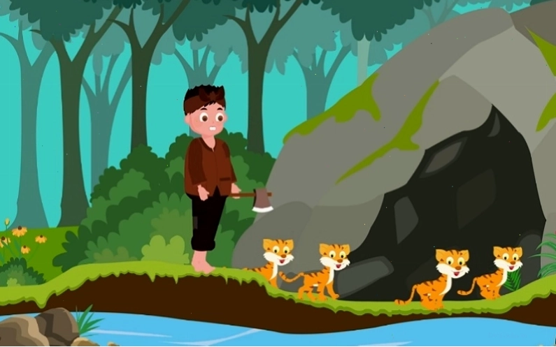 Tranh minh họa bài đồng dao Chú Cuội ngồi gốc cây đa