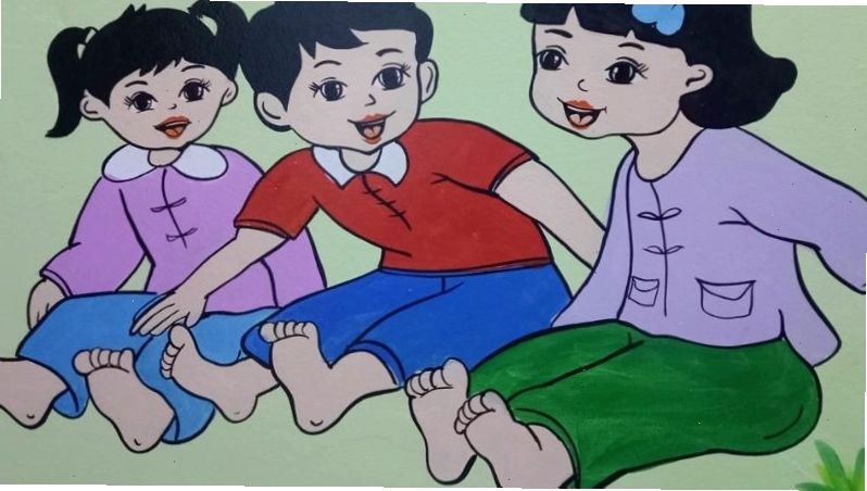 Trẻ em chơi trò chơi dân gian Nu na nu nống