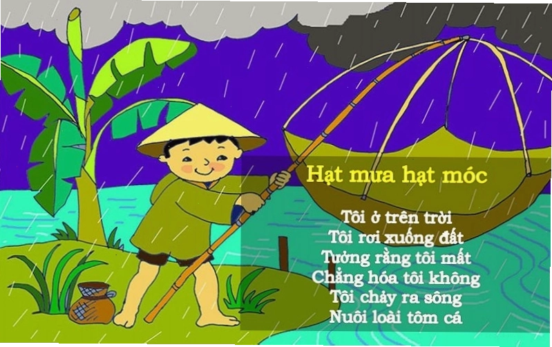 Trẻ em đang vui chơi trò chơi đồng dao hạt mưa hạt móc