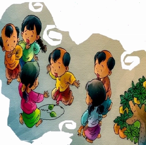 Trẻ em tham gia trò chơi dân gian Đúc cây dừa, chừa cây mỏng