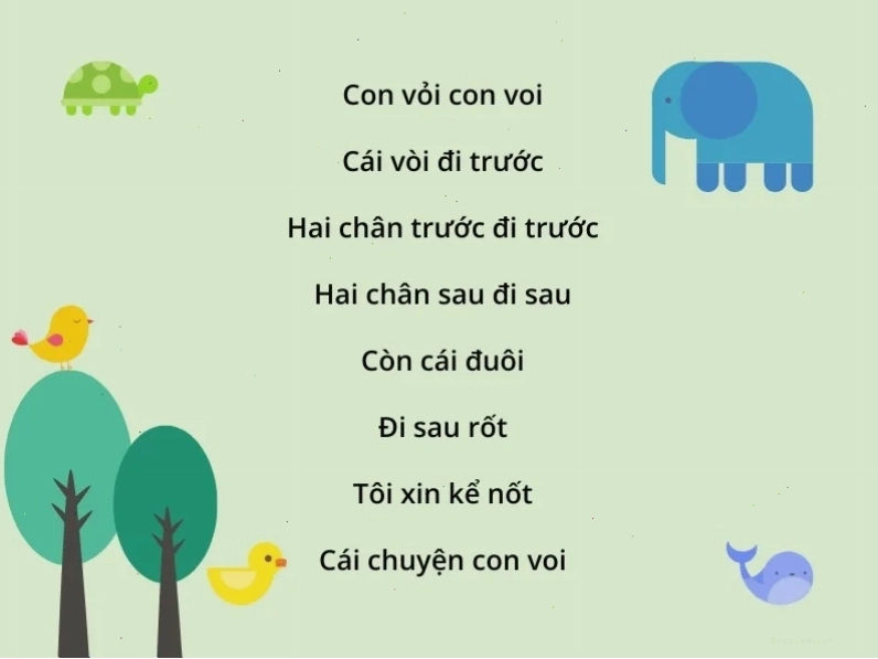 Trẻ em thích thú với bài đồng dao về con voi to lớn