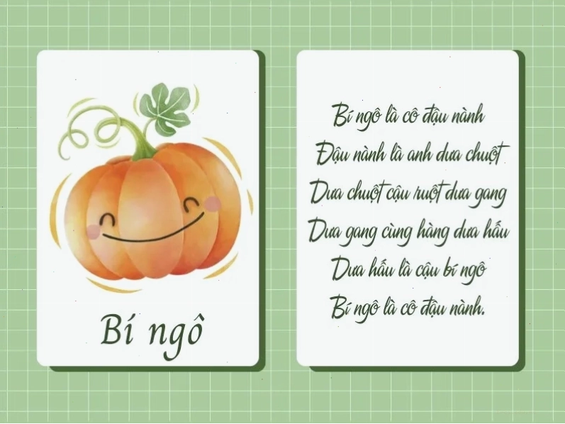 Trẻ em thích thú với các bài đồng dao về rau củ quả