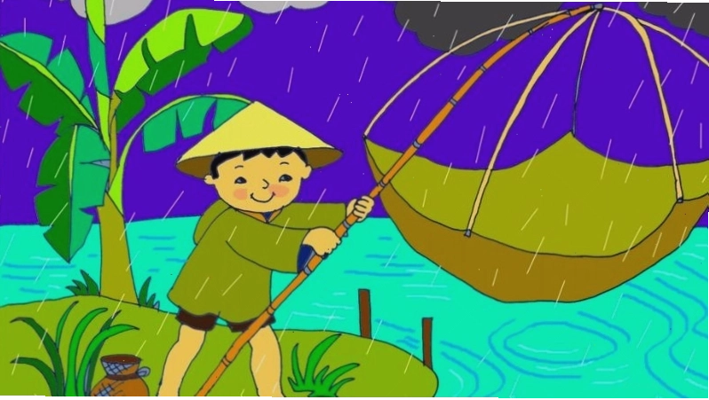 Trẻ em trong trang phục mùa mưa