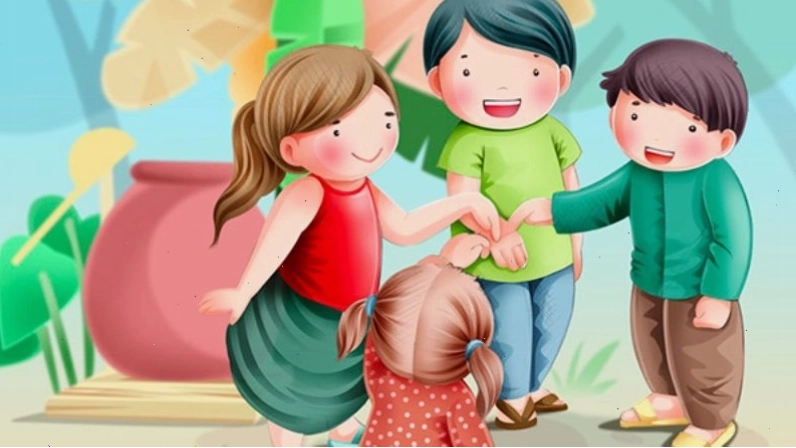 Trẻ em vui đùa với bài đồng dao Dung dăng dung dẻ