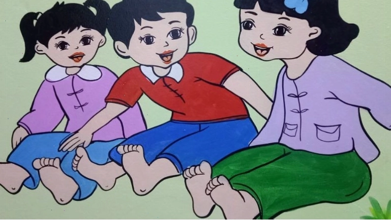 Trẻ em vui đùa với bài đồng dao Nu na nu nống