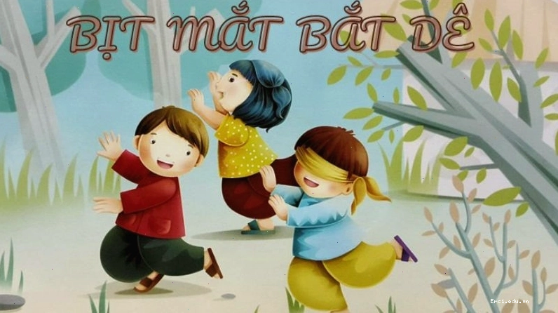 Trẻ em vui đùa với trò chơi bịt mắt bắt dê