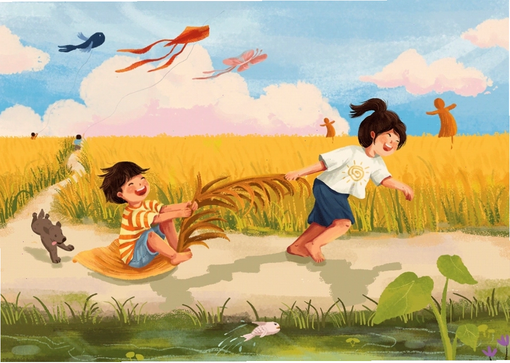 Trẻ em vui đùa với trò chơi dân gian truyền thống