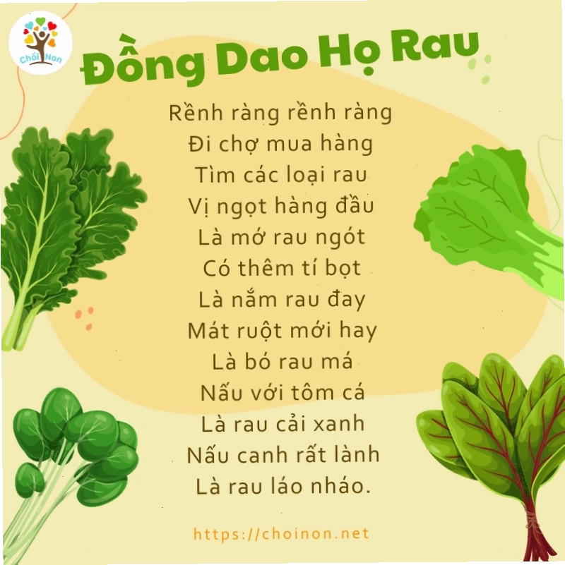 Trẻ em vui vẻ học bài đồng dao về các loại rau