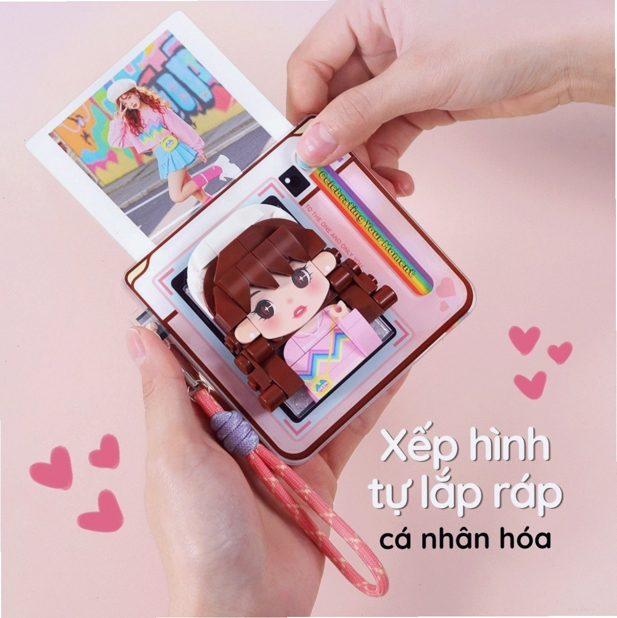 Bộ xếp hình kiểu Selfie có dây treo 1 nhân vật phong cách chibi