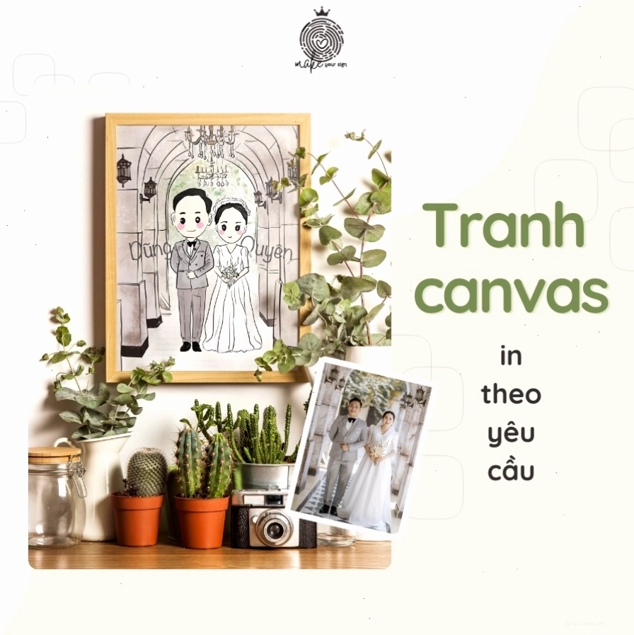 Tranh chibi hoạt hình cá nhân hóa theo yêu cầu trên chất liệu canvas